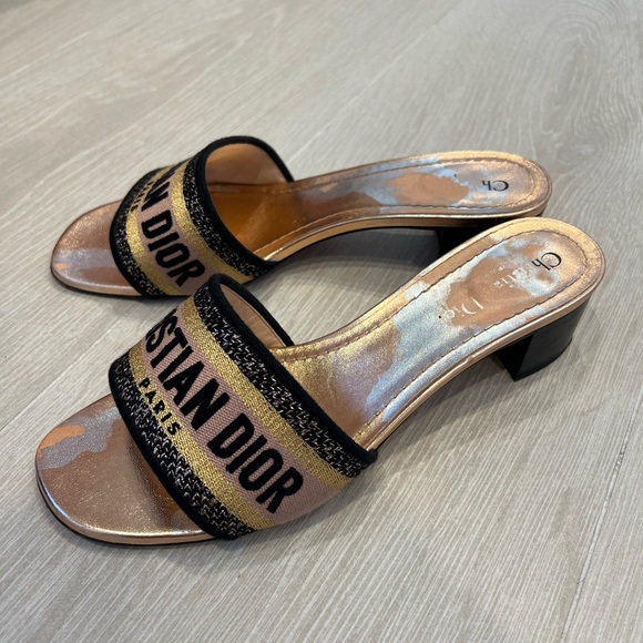 Authentic Dior Dway Mules in Rose Gold and Black - Picture 1 of 6